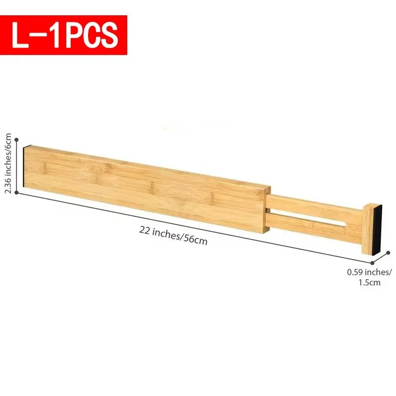 Adjustable Bamboo Kitchen Drawer Dividers and Expandable Utensil Organizer (17-22 inches) - 4 Pack for Kitchen, Closet, and Dresser Storage