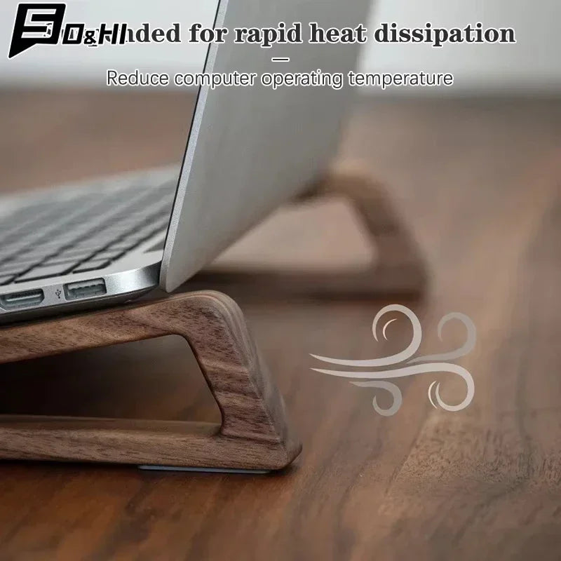 Wooden Vertical Laptop Stand for Desk - Bamboo Design Compatible with MacBook Air/Pro, Dell XPS, Surface Pro, HP, Pixelbook, and Lenovo