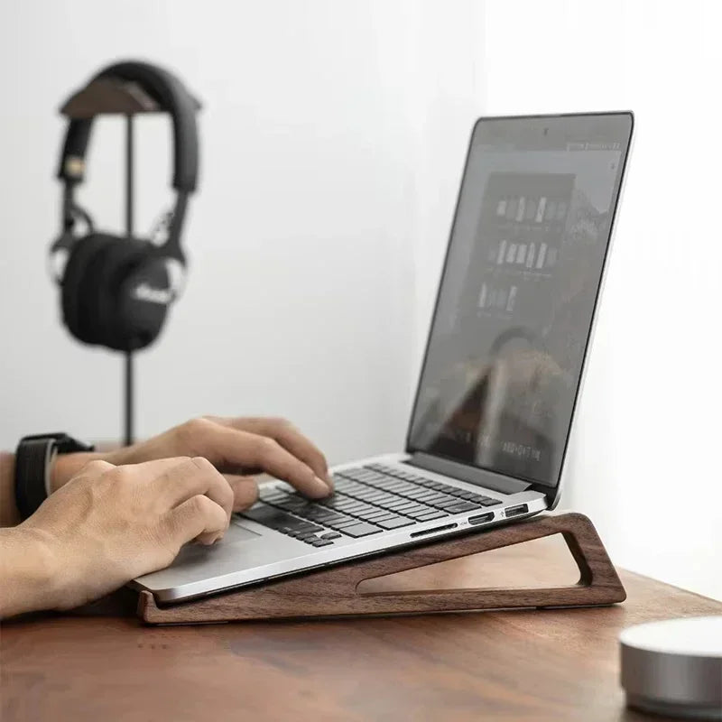 Wooden Vertical Laptop Stand for Desk - Bamboo Design Compatible with MacBook Air/Pro, Dell XPS, Surface Pro, HP, Pixelbook, and Lenovo