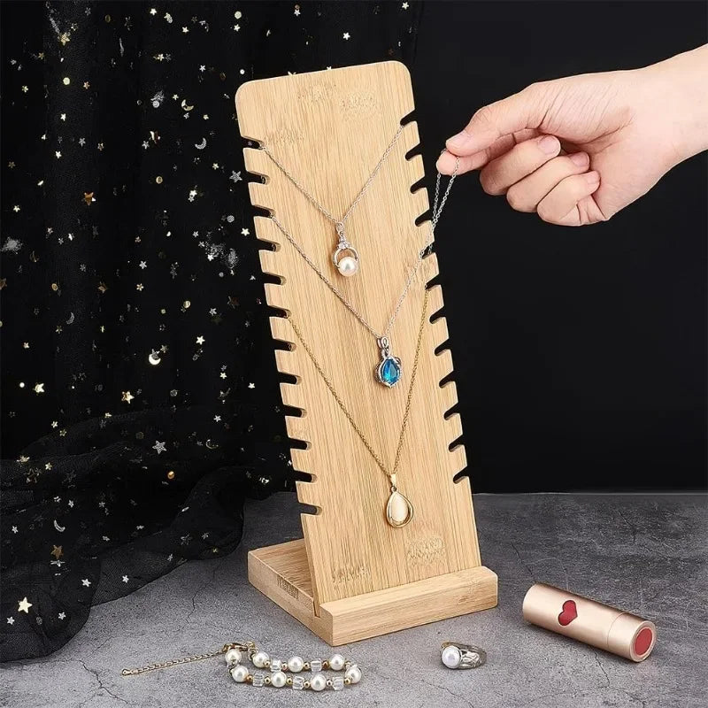 Wooden Jewelry Display Holder Set for Necklaces, Bracelets, Rings, and Earrings - Elegant Organizer for Home and Retail Showcases