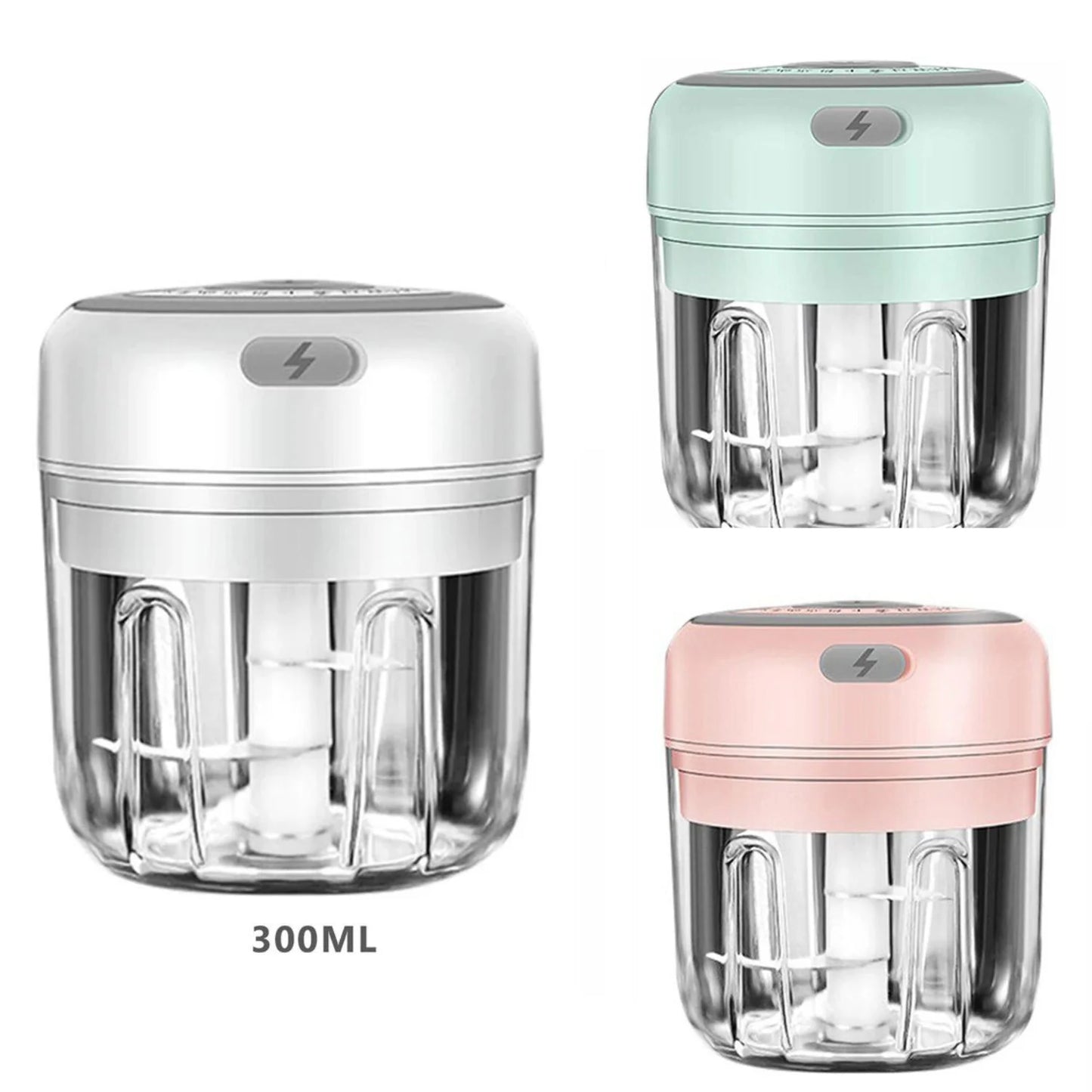 Electric 300ML Garlic Press and Chopper for Vegetables, Fruits, and Meat Mincing