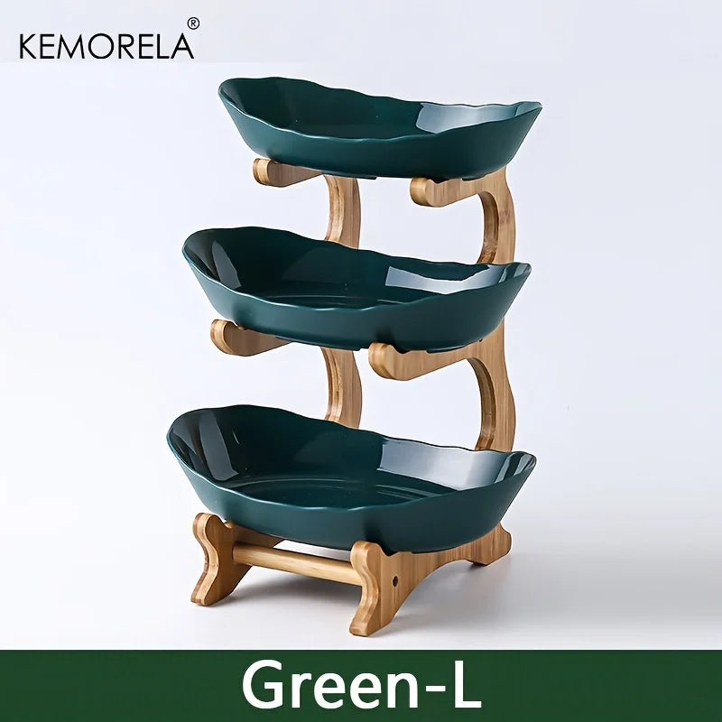 Modern Three-Tier Ceramic Candy and Fruit Dish for Living Room Decor