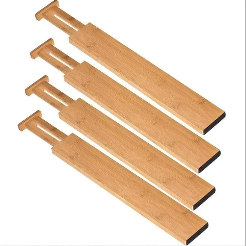 Adjustable Bamboo Kitchen Drawer Dividers and Expandable Utensil Organizer (17-22 inches) - 4 Pack for Kitchen, Closet, and Dresser Storage