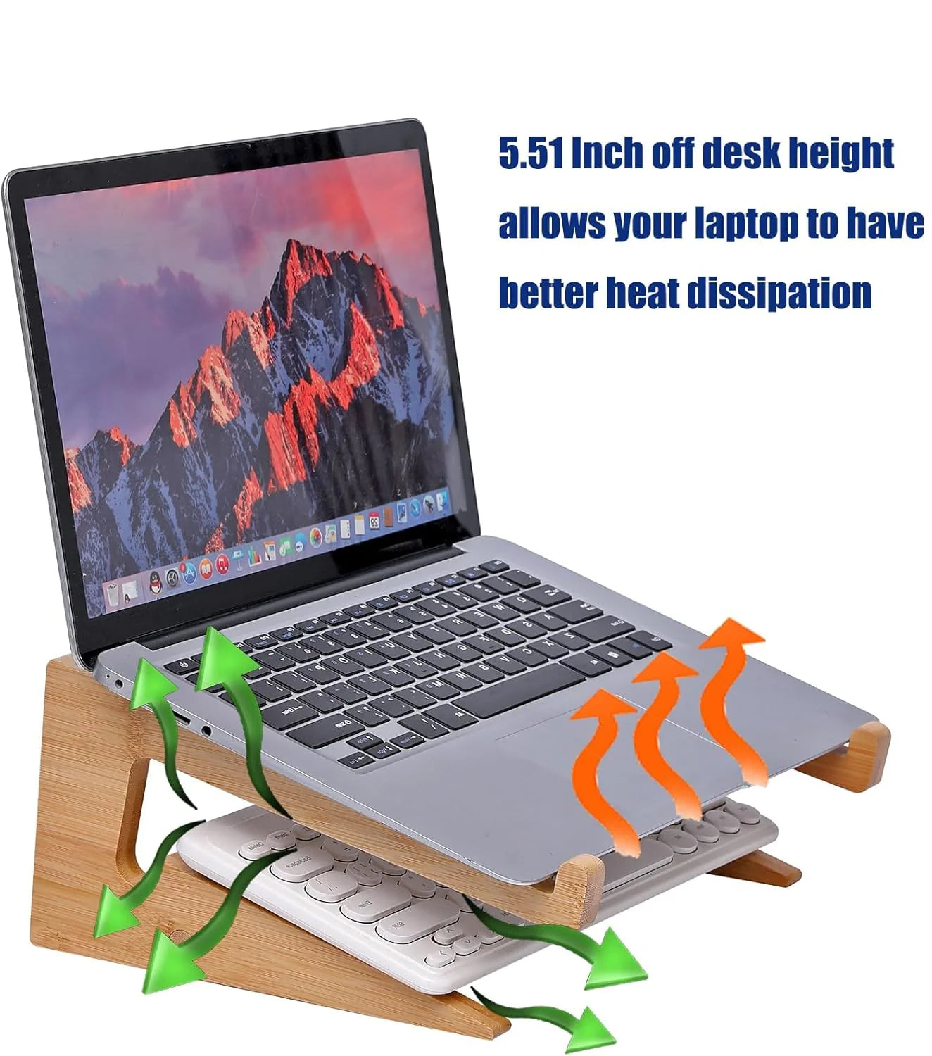 Professional Wooden Vertical Laptop Stand for Desk - Bamboo Design Compatible with MacBook Air/Pro, Dell XPS, Surface Pro, HP, Pixelbook, Lenovo, and More (13-18.6 Inches)