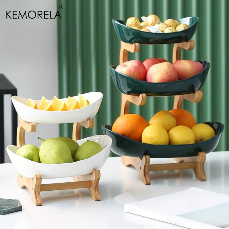 Modern Three-Tier Ceramic Candy and Fruit Dish for Living Room Decor