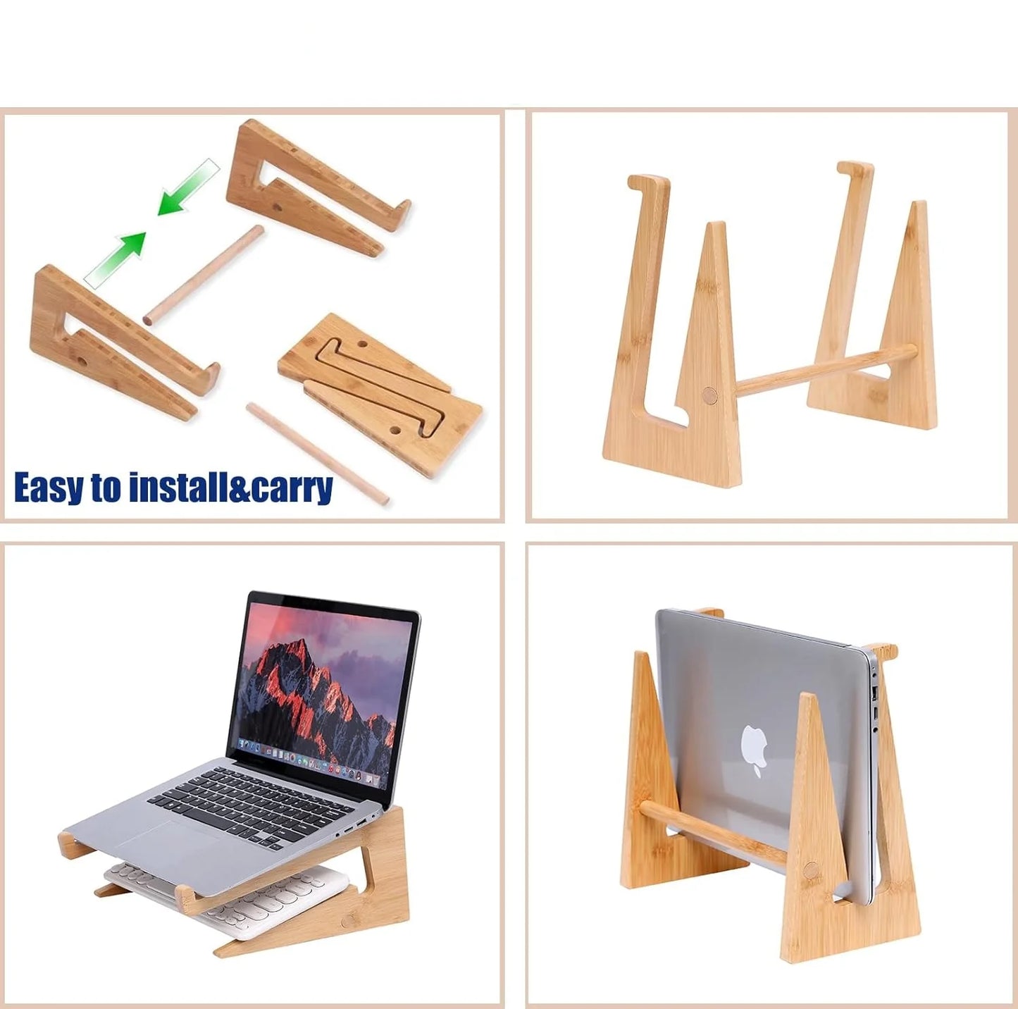 Professional Wooden Vertical Laptop Stand for Desk - Bamboo Design Compatible with MacBook Air/Pro, Dell XPS, Surface Pro, HP, Pixelbook, Lenovo, and More (13-18.6 Inches)
