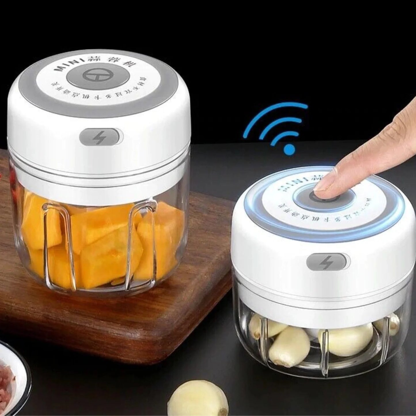Electric 300ML Garlic Press and Chopper for Vegetables, Fruits, and Meat Mincing
