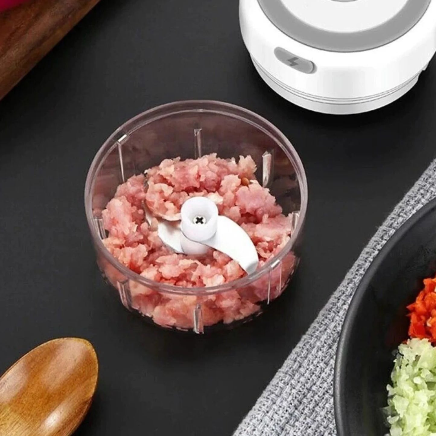 Electric 300ML Garlic Press and Chopper for Vegetables, Fruits, and Meat Mincing