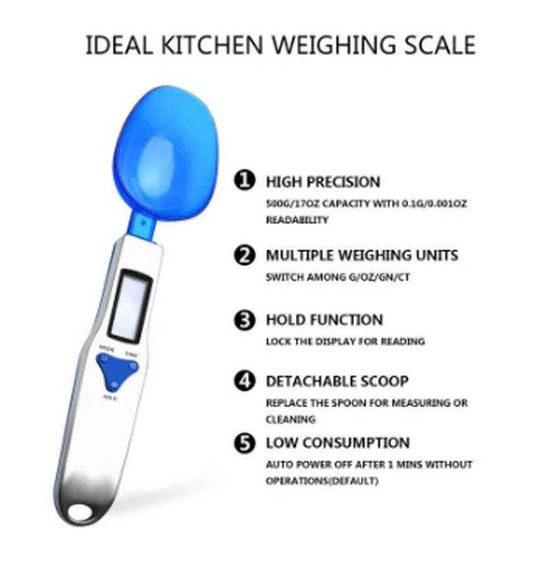 Stainless Steel Digital Kitchen Measuring Spoon Scale for Baking - Compact Electronic Scoop Scale for Home Use - Wholesale Kitchen Tool