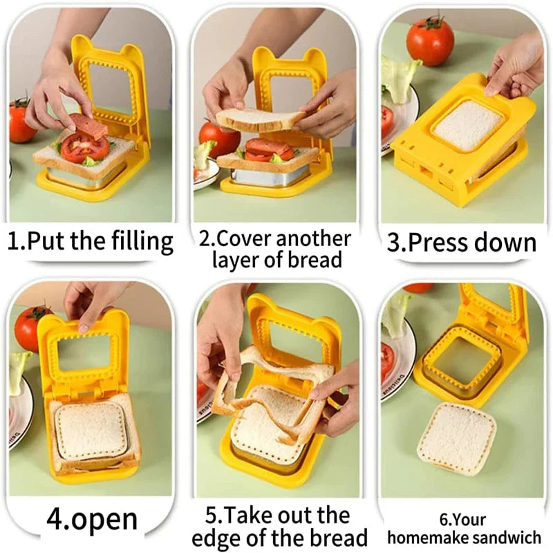 Professional Sandwich Cutter and Sealer with Stainless Steel Blade - Circular Mold for Kids' Lunches