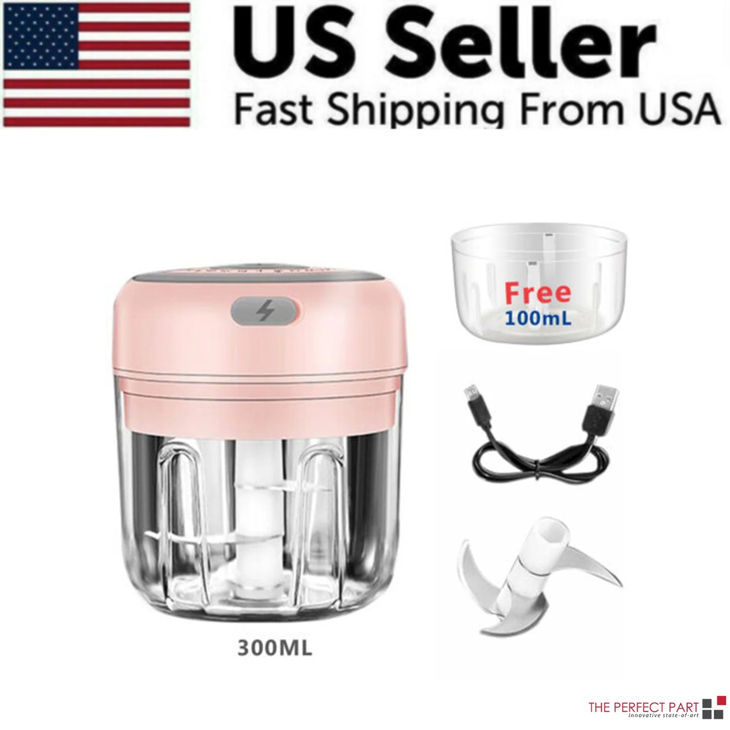 Electric 300ML Garlic Press and Chopper for Vegetables, Fruits, and Meat Mincing