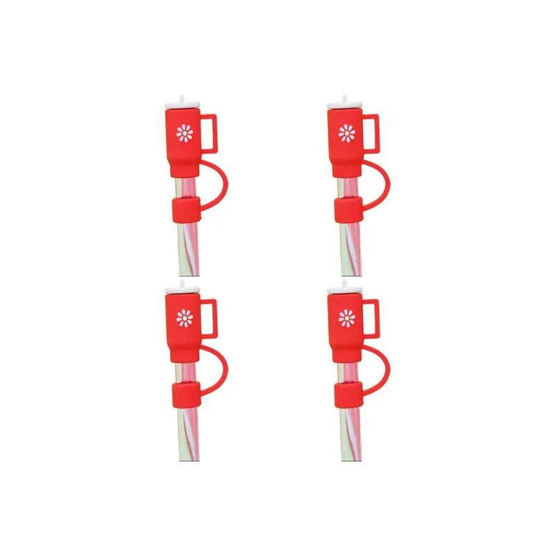 Silicone Drinking Straw Protective Caps with Cute Designs, Available in Sets of 1, 2, 3, 4, or 6 Pieces
