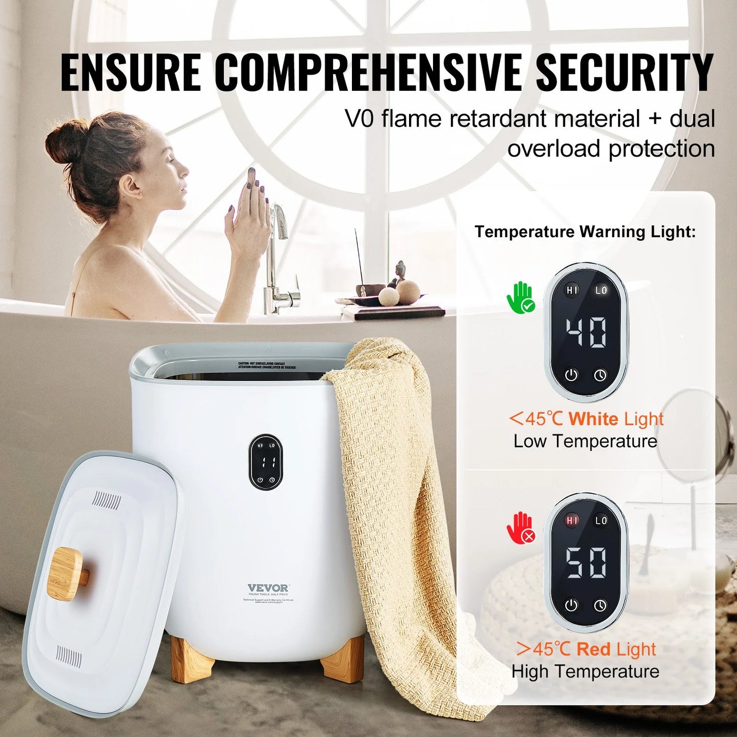 VEVOR 25L Towel Warmer with Dual Heating Modes, Auto Shut Off Timer, Bottom Heating Columns, LED Display - Ideal for Towels, Bathrobes, Blankets, and Pajamas in Bathroom and Spa Settings