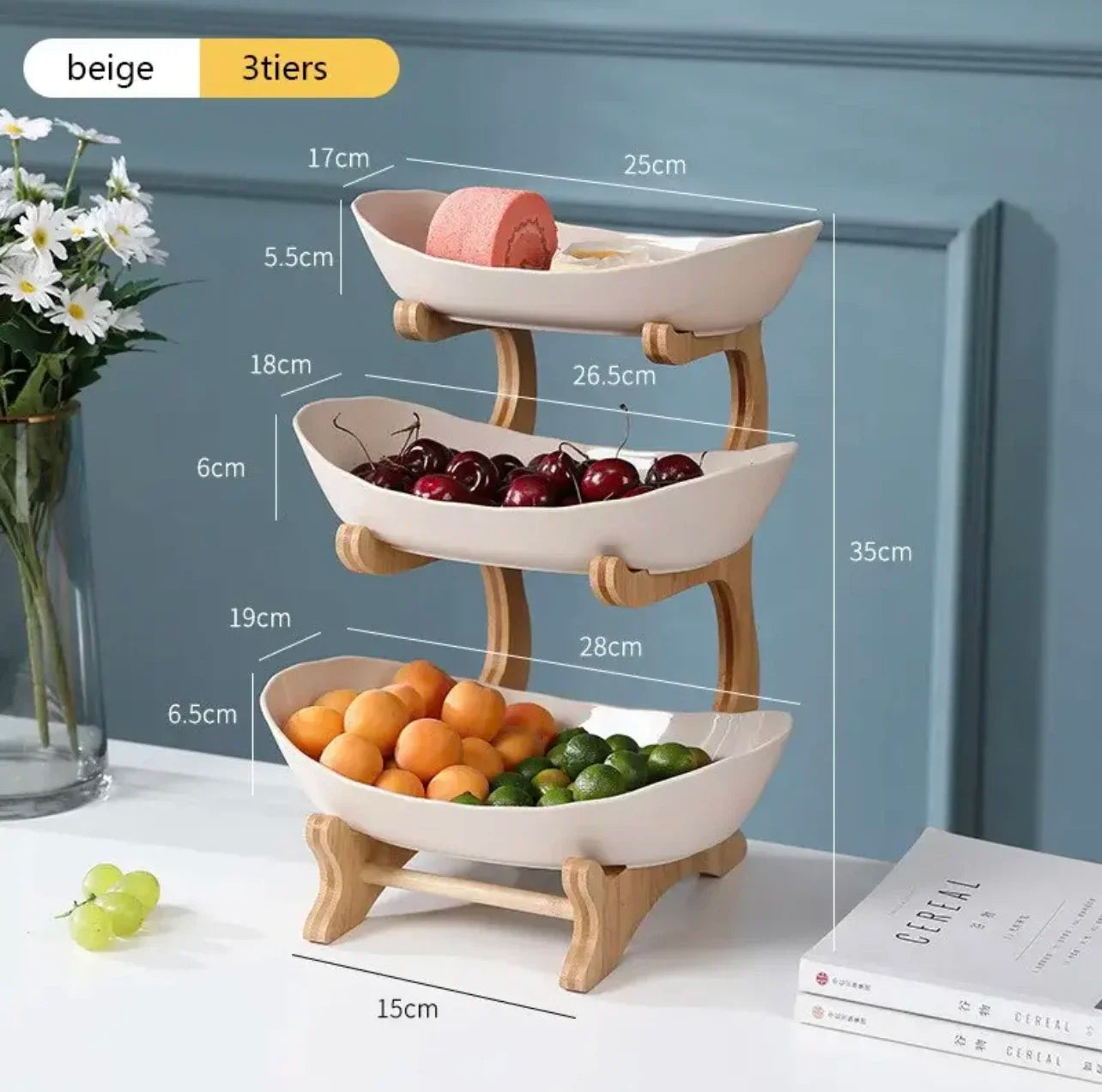 Modern Three-Tier Ceramic Candy and Fruit Dish for Living Room Decor