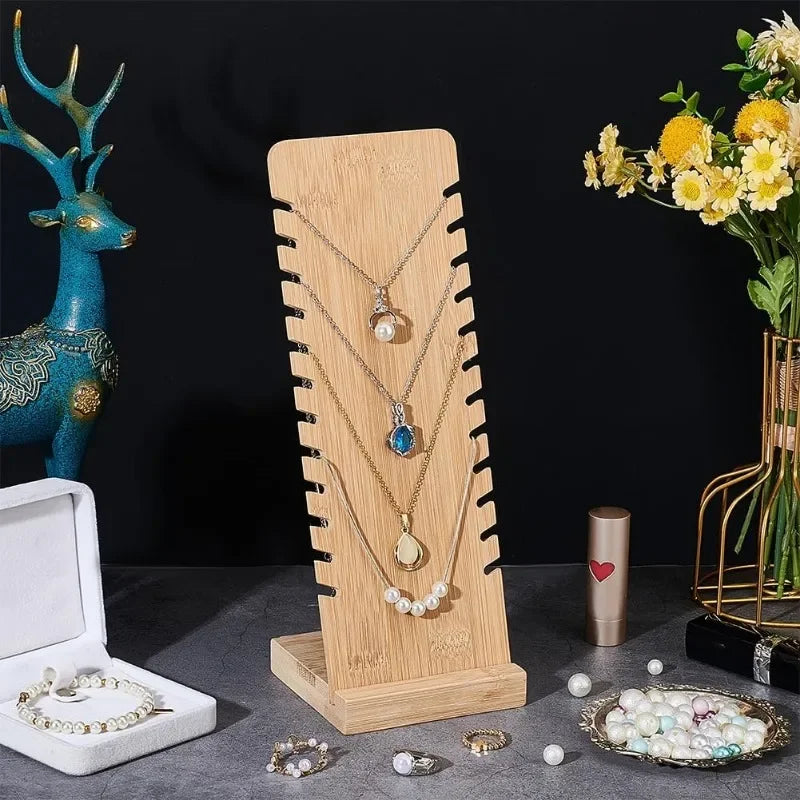 Wooden Jewelry Display Holder Set for Necklaces, Bracelets, Rings, and Earrings - Elegant Organizer for Home and Retail Showcases