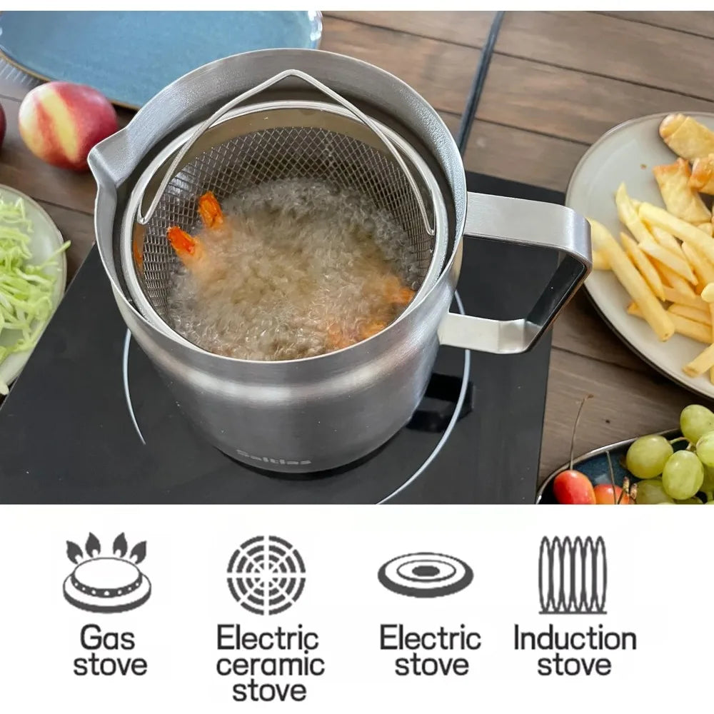Elevate Your Cooking Experience with the Premium 2L Stainless Steel Deep Fryer Pot - Perfect for Golden French Fries and Crispy Chicken!