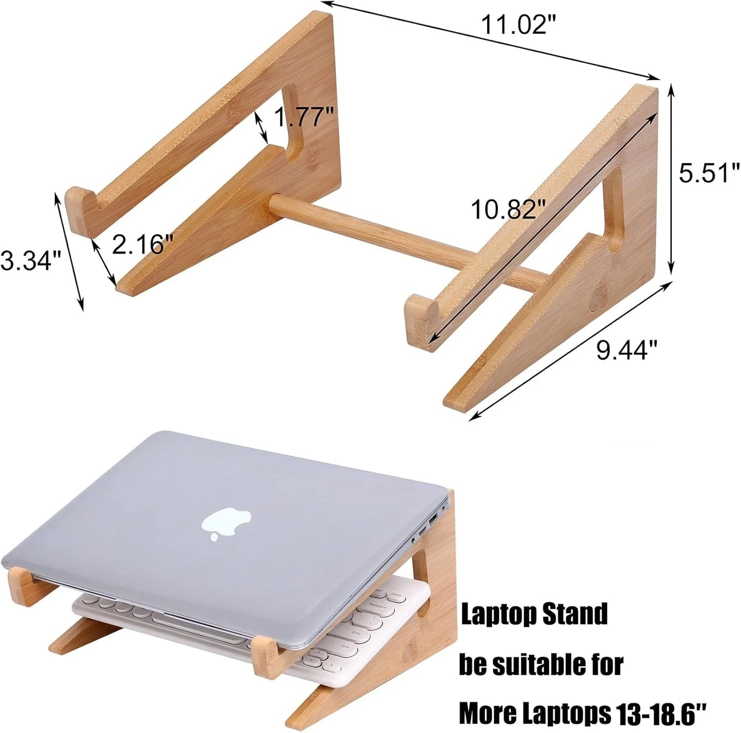 Professional Wooden Vertical Laptop Stand for Desk - Bamboo Design Compatible with MacBook Air/Pro, Dell XPS, Surface Pro, HP, Pixelbook, Lenovo, and More (13-18.6 Inches)