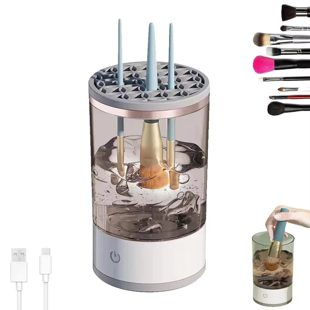 Automatic Electric Makeup Brush Cleaner and Dryer with USB Charging - Portable Eyeshadow Brush Holder and Beauty Tool