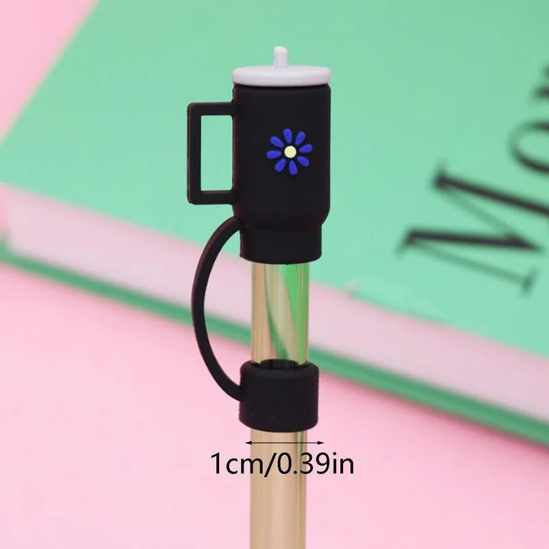 Silicone Drinking Straw Protective Caps with Cute Designs, Available in Sets of 1, 2, 3, 4, or 6 Pieces