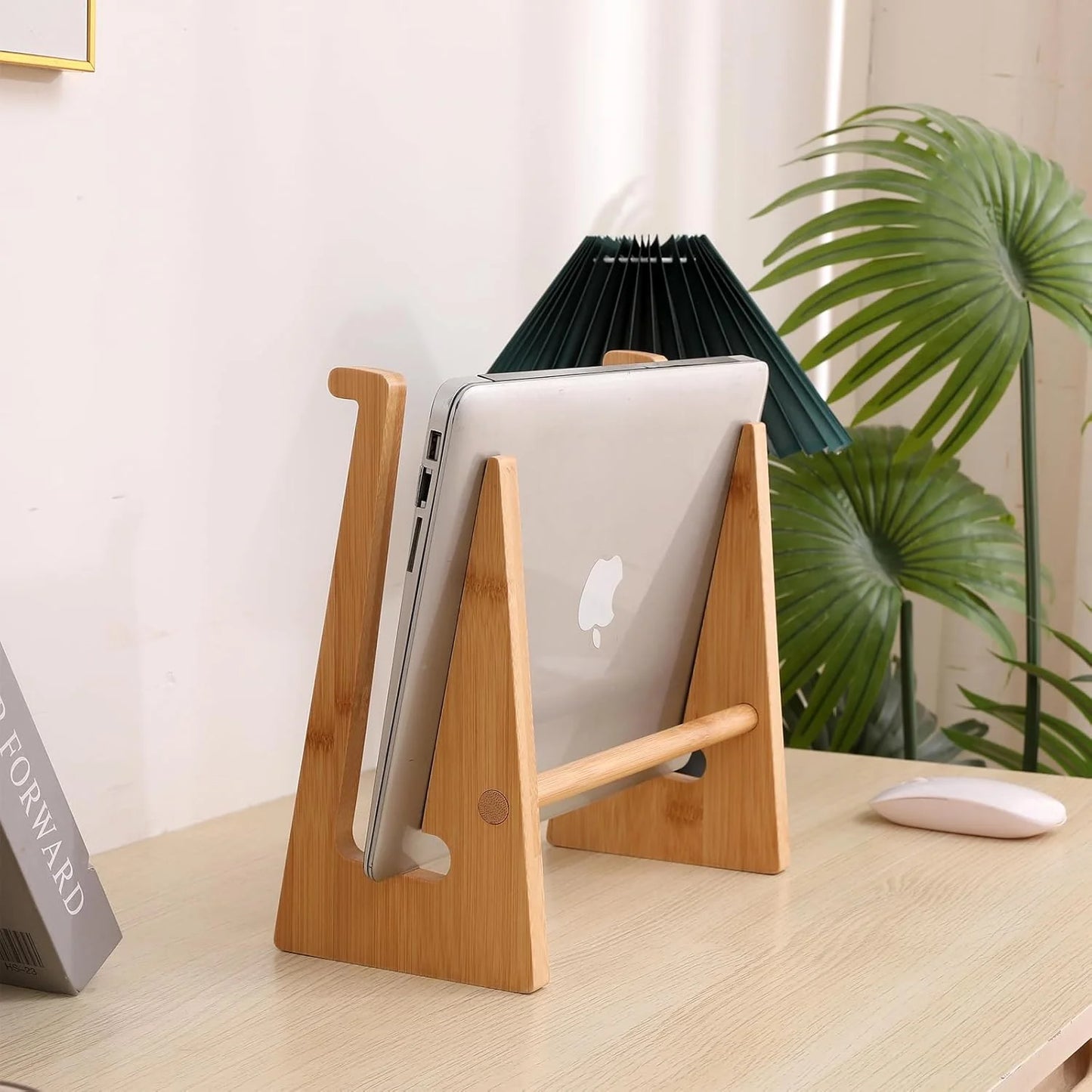 Professional Wooden Vertical Laptop Stand for Desk - Bamboo Design Compatible with MacBook Air/Pro, Dell XPS, Surface Pro, HP, Pixelbook, Lenovo, and More (13-18.6 Inches)