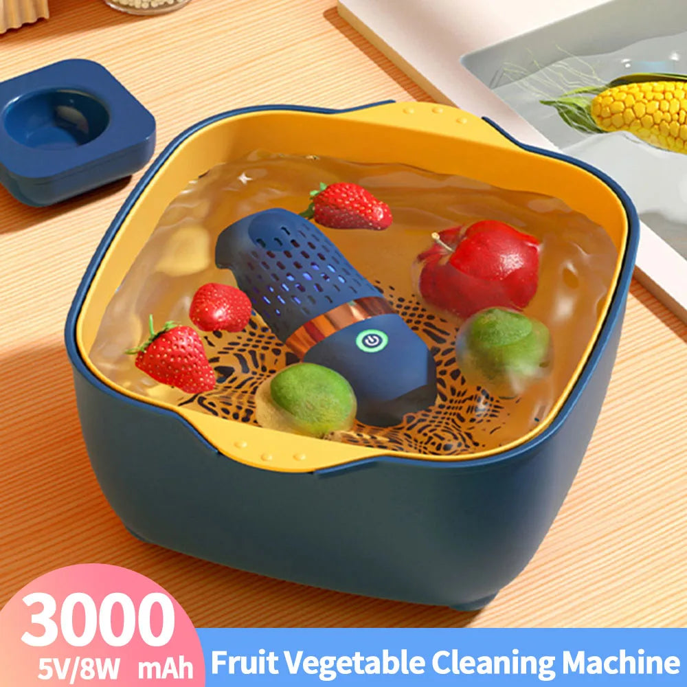 Portable Ultrasonic Fruit and Vegetable Washing Machine - Wireless Food Cleaner for Outdoor Picnics and Pesticide Removal