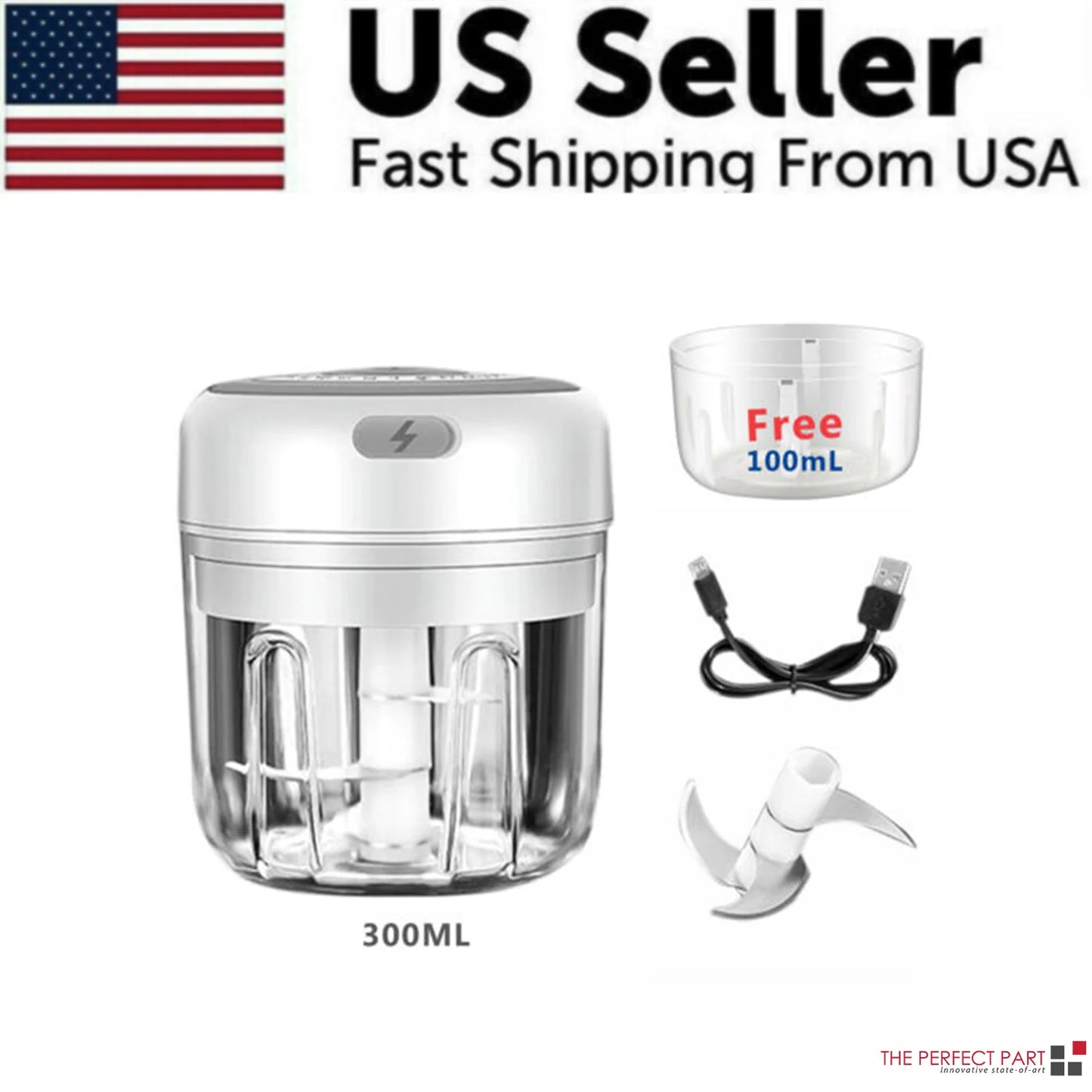 Electric 300ML Garlic Press and Chopper for Vegetables, Fruits, and Meat Mincing