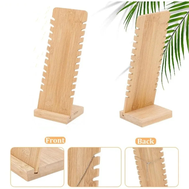 Wooden Jewelry Display Holder Set for Necklaces, Bracelets, Rings, and Earrings - Elegant Organizer for Home and Retail Showcases