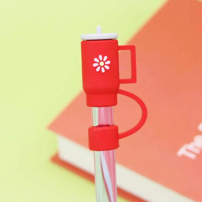 Silicone Drinking Straw Protective Caps with Cute Designs, Available in Sets of 1, 2, 3, 4, or 6 Pieces