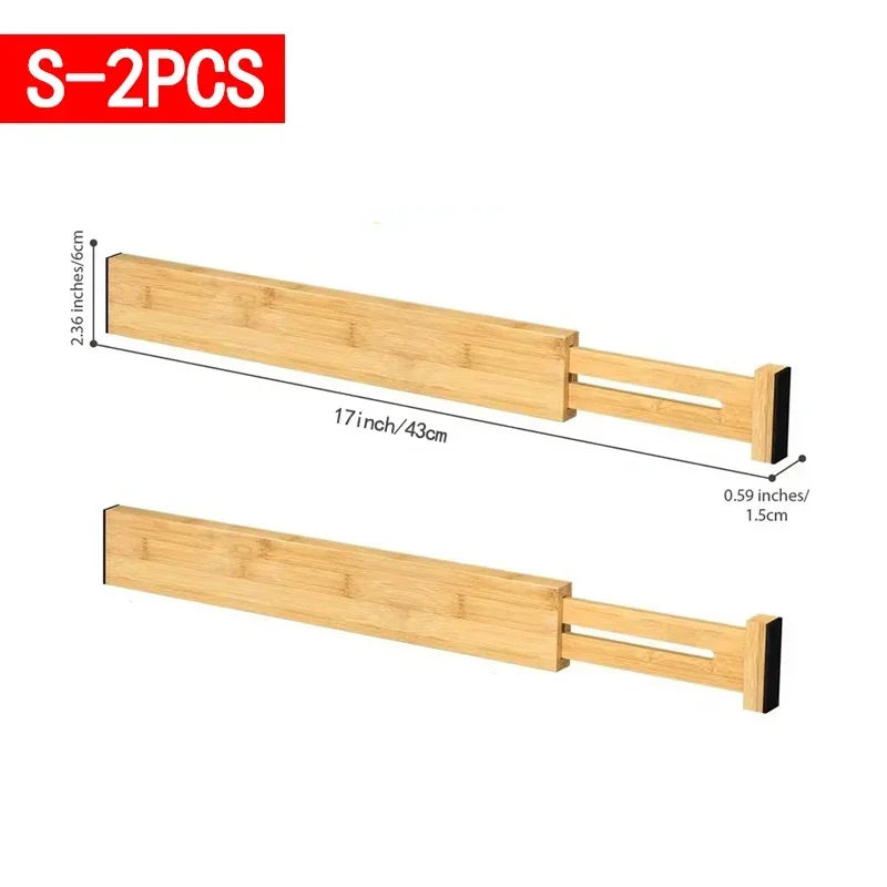 Adjustable Bamboo Kitchen Drawer Dividers and Expandable Utensil Organizer (17-22 inches) - 4 Pack for Kitchen, Closet, and Dresser Storage