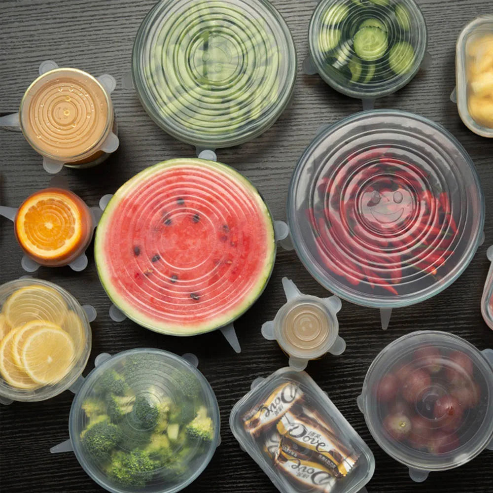 Say Goodbye to Clutter with Our 6 PCS Reusable Silicone Covers – Versatile, Leak-Proof Lids for Kitchen Freshness!