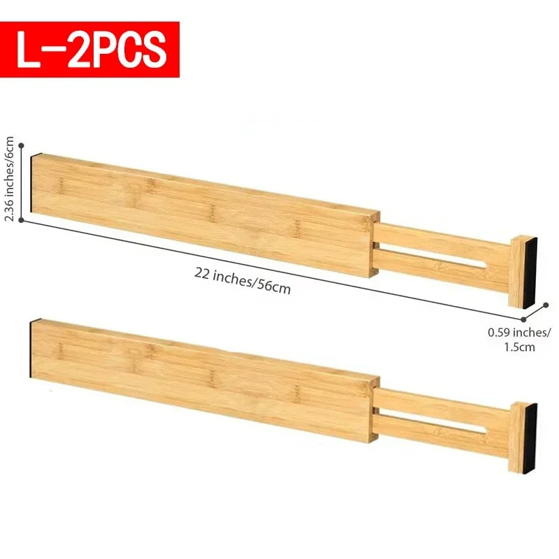 Adjustable Bamboo Kitchen Drawer Dividers and Expandable Utensil Organizer (17-22 inches) - 4 Pack for Kitchen, Closet, and Dresser Storage