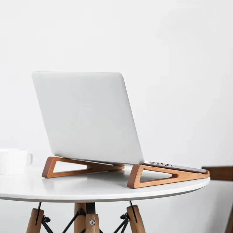 Wooden Vertical Laptop Stand for Desk - Bamboo Design Compatible with MacBook Air/Pro, Dell XPS, Surface Pro, HP, Pixelbook, and Lenovo