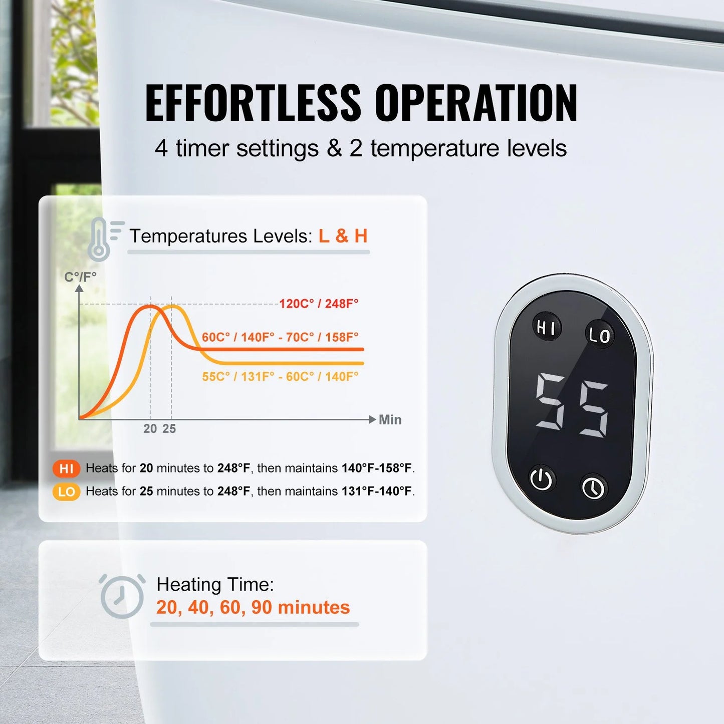 VEVOR 25L Towel Warmer with Dual Heating Modes, Auto Shut Off Timer, Bottom Heating Columns, LED Display - Ideal for Towels, Bathrobes, Blankets, and Pajamas in Bathroom and Spa Settings