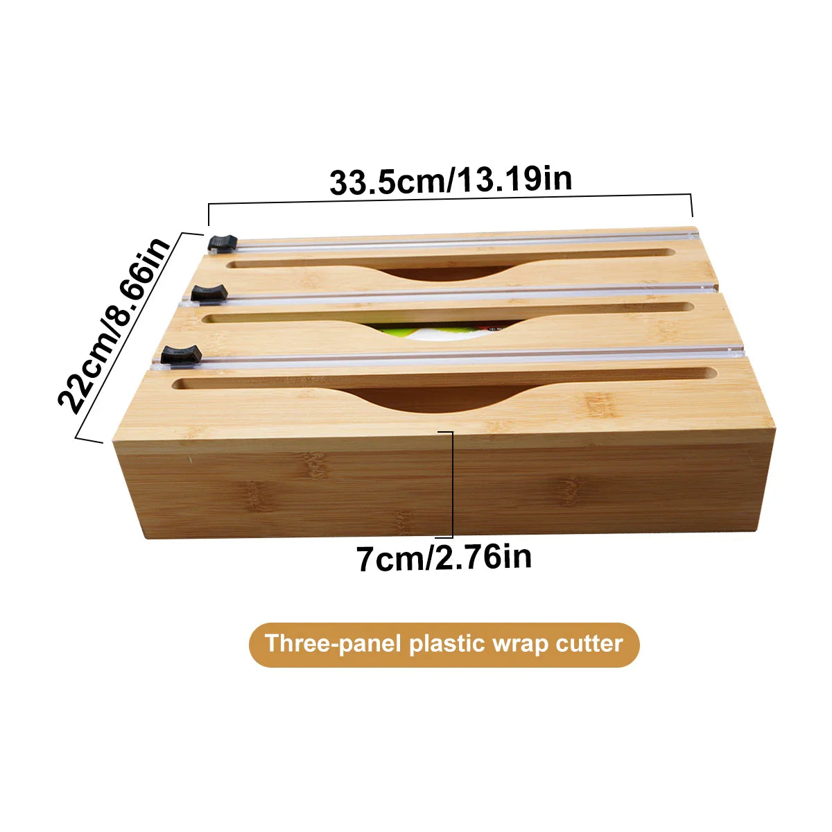 Wrapneat Multi-Functional Kitchen Wrap Organizer with Cutter and Labels for 12" Rolls - Plastic Wrap, Aluminum Foil, and Wax Paper Dispenser