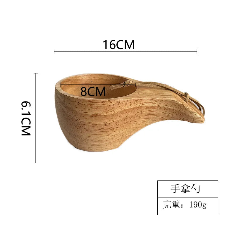 Handcrafted Nordic Wooden Coffee Mug - Natural Rubberwood Beverage Cup for Milk, Coffee, and Tea