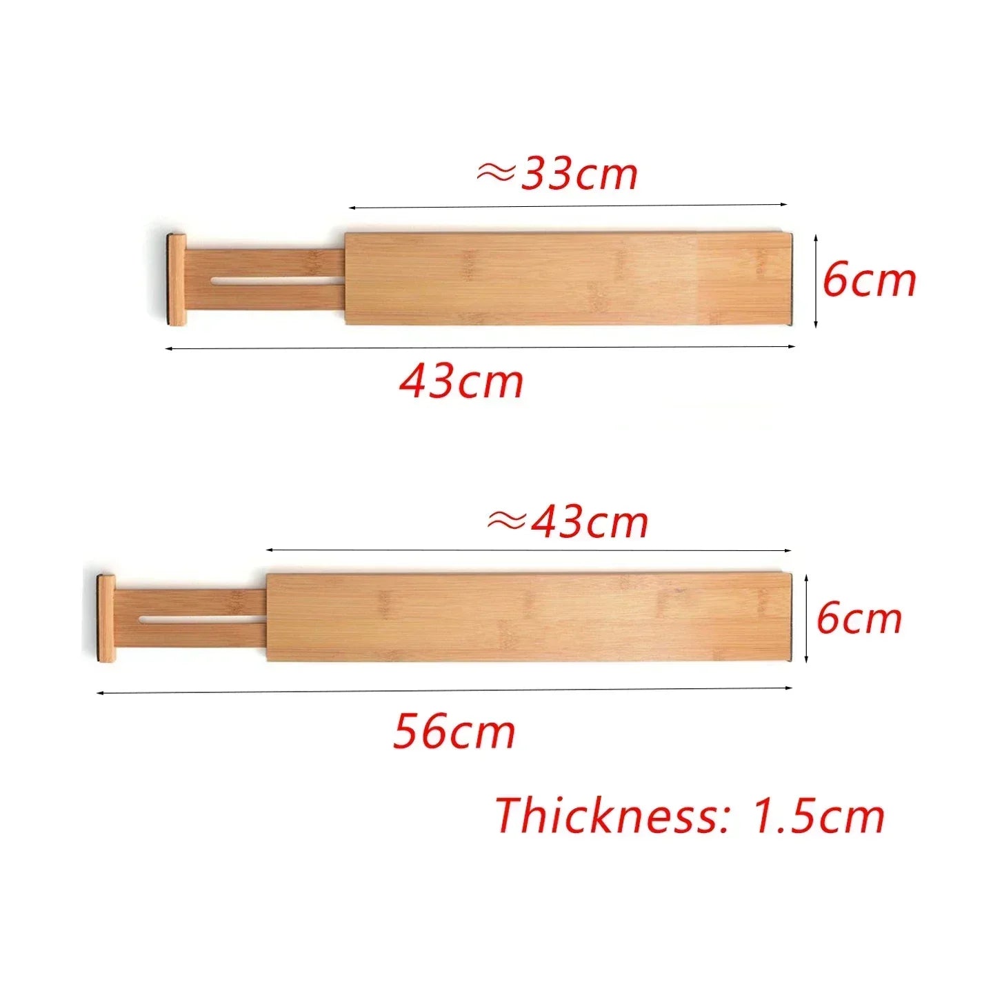 Adjustable Bamboo Kitchen Drawer Dividers and Expandable Utensil Organizer (17-22 inches) - 4 Pack for Kitchen, Closet, and Dresser Storage