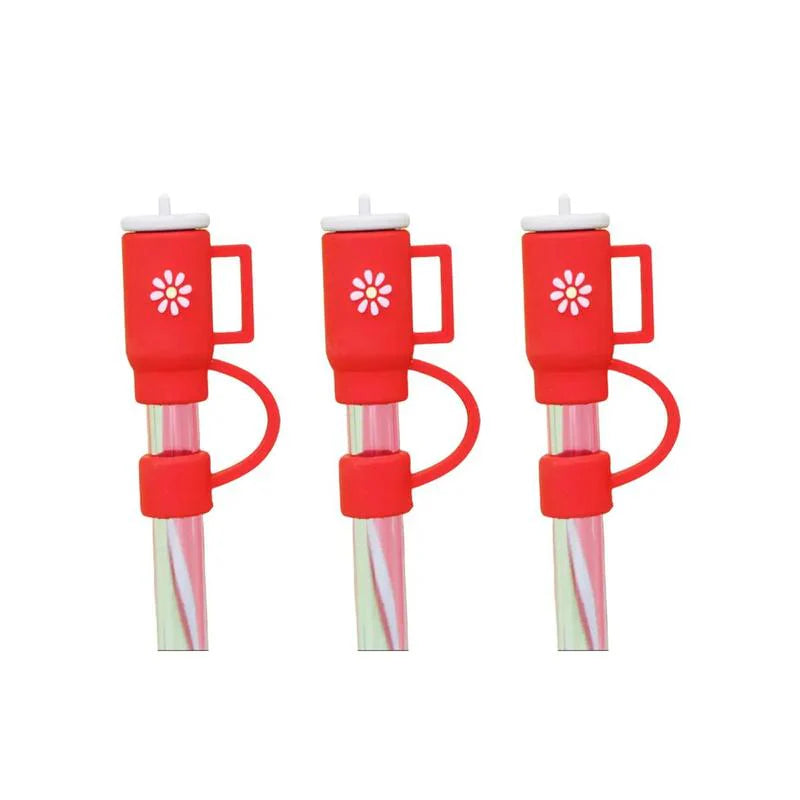 Silicone Drinking Straw Protective Caps with Cute Designs, Available in Sets of 1, 2, 3, 4, or 6 Pieces