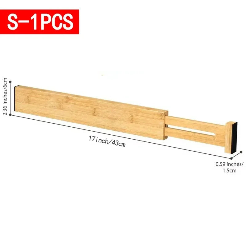 Adjustable Bamboo Kitchen Drawer Dividers and Expandable Utensil Organizer (17-22 inches) - 4 Pack for Kitchen, Closet, and Dresser Storage