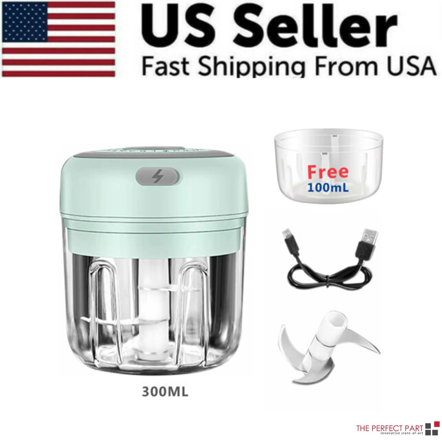 Electric 300ML Garlic Press and Chopper for Vegetables, Fruits, and Meat Mincing