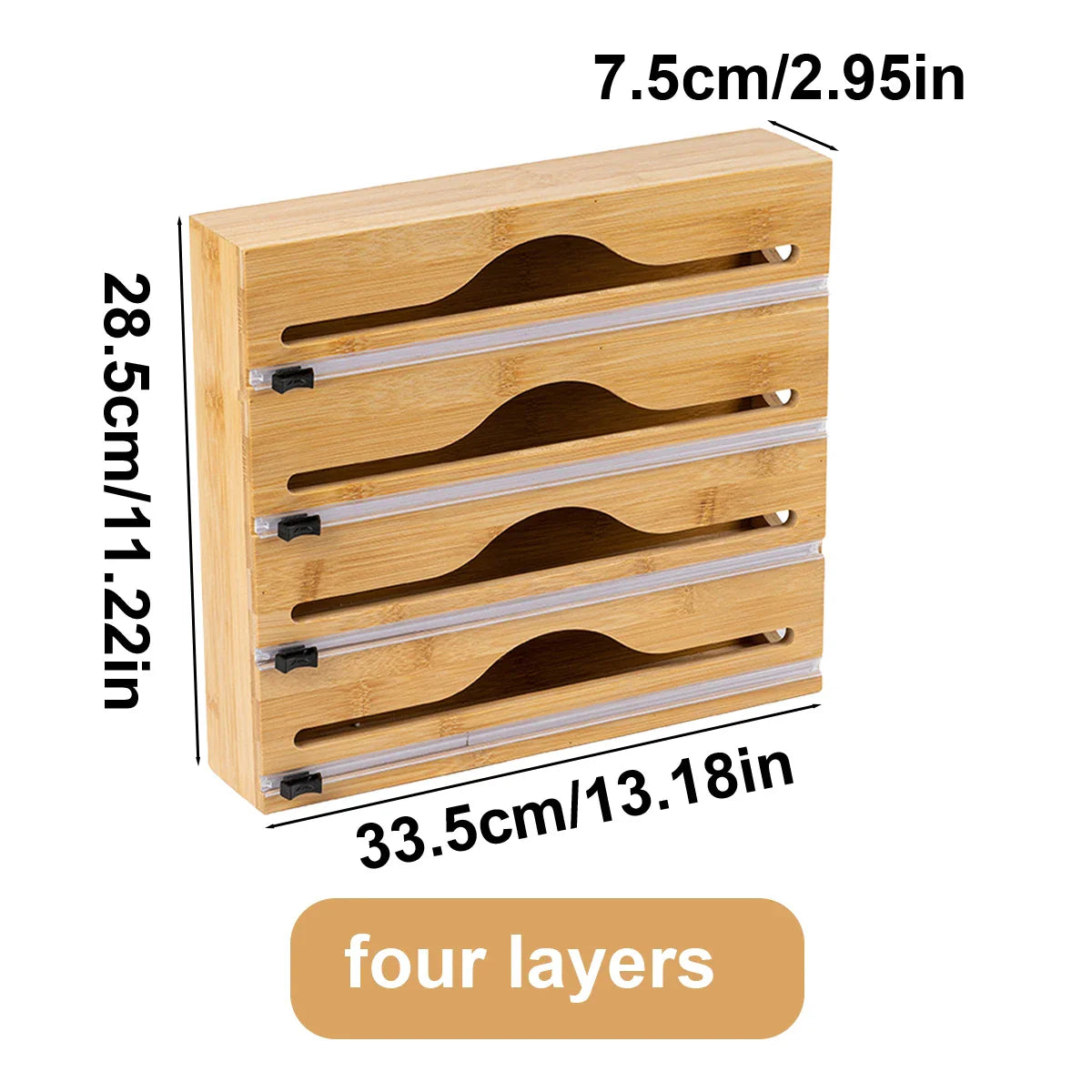 Wrapneat Multi-Functional Kitchen Wrap Organizer with Cutter and Labels for 12" Rolls - Plastic Wrap, Aluminum Foil, and Wax Paper Dispenser