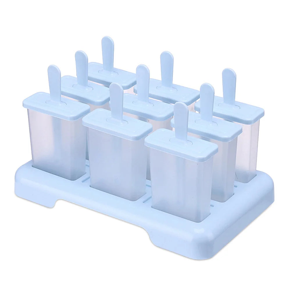 DIY Ice Cream Popsicle Mold - Homemade Ice Cream Maker with Plastic Sticks and Ice Cube Tray Kitchen Gadget