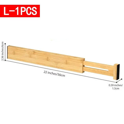 Adjustable Bamboo Kitchen Drawer Dividers and Expandable Utensil Organizer (17-22 inches) - 4 Pack for Kitchen, Closet, and Dresser Storage