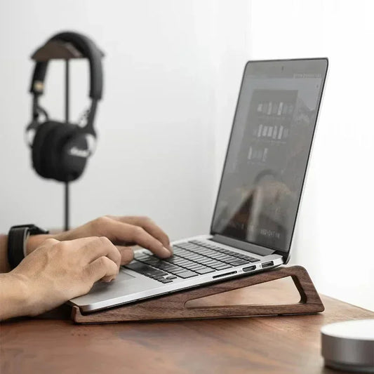 Wooden Vertical Laptop Stand for Desk - Bamboo Design Compatible with MacBook Air/Pro, Dell XPS, Surface Pro, HP, Pixelbook, and Lenovo