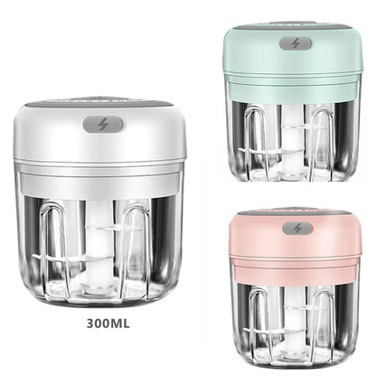 Electric 300ML Garlic Press and Chopper for Vegetables, Fruits, and Meat Mincing