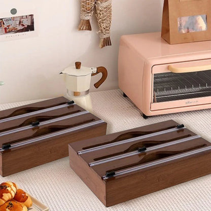 Wrapneat Multi-Functional Kitchen Wrap Organizer with Cutter and Labels for 12" Rolls - Plastic Wrap, Aluminum Foil, and Wax Paper Dispenser