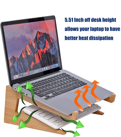 Professional Wooden Vertical Laptop Stand for Desk - Bamboo Design Compatible with MacBook Air/Pro, Dell XPS, Surface Pro, HP, Pixelbook, Lenovo, and More (13-18.6 Inches)