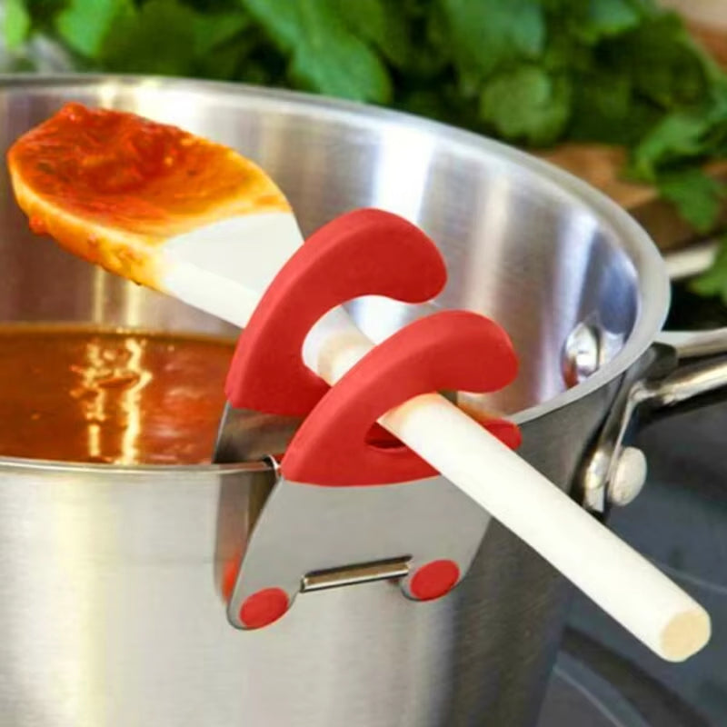 Stainless Steel Pot Side Clips - Anti-Scalding Spoon Holder for Kitchen Use