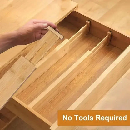Adjustable Bamboo Kitchen Drawer Dividers and Expandable Utensil Organizer (17-22 inches) - 4 Pack for Kitchen, Closet, and Dresser Storage