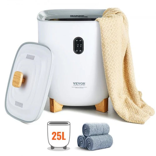 VEVOR 25L Towel Warmer with Dual Heating Modes, Auto Shut Off Timer, Bottom Heating Columns, LED Display - Ideal for Towels, Bathrobes, Blankets, and Pajamas in Bathroom and Spa Settings