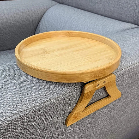 Sofa Armrest Clip-On Tray Table, Foldable Design for Drinks, Remote Control, and Snacks Holder